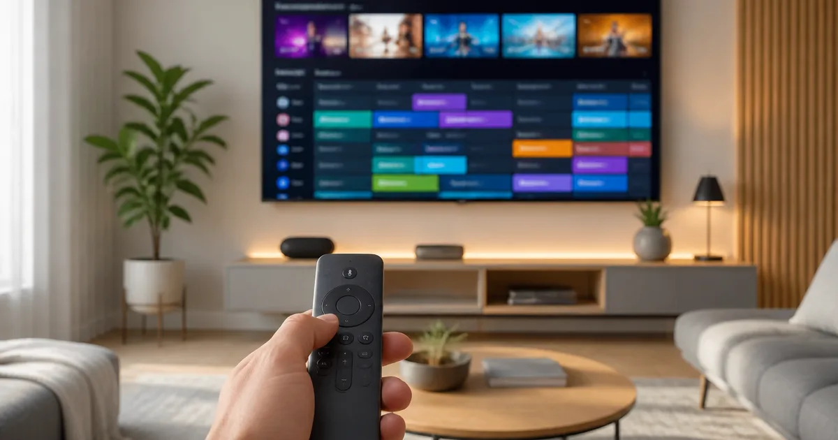 IPTV on Smart TV setup in a living room on Samsung and LG televisions with a remote control